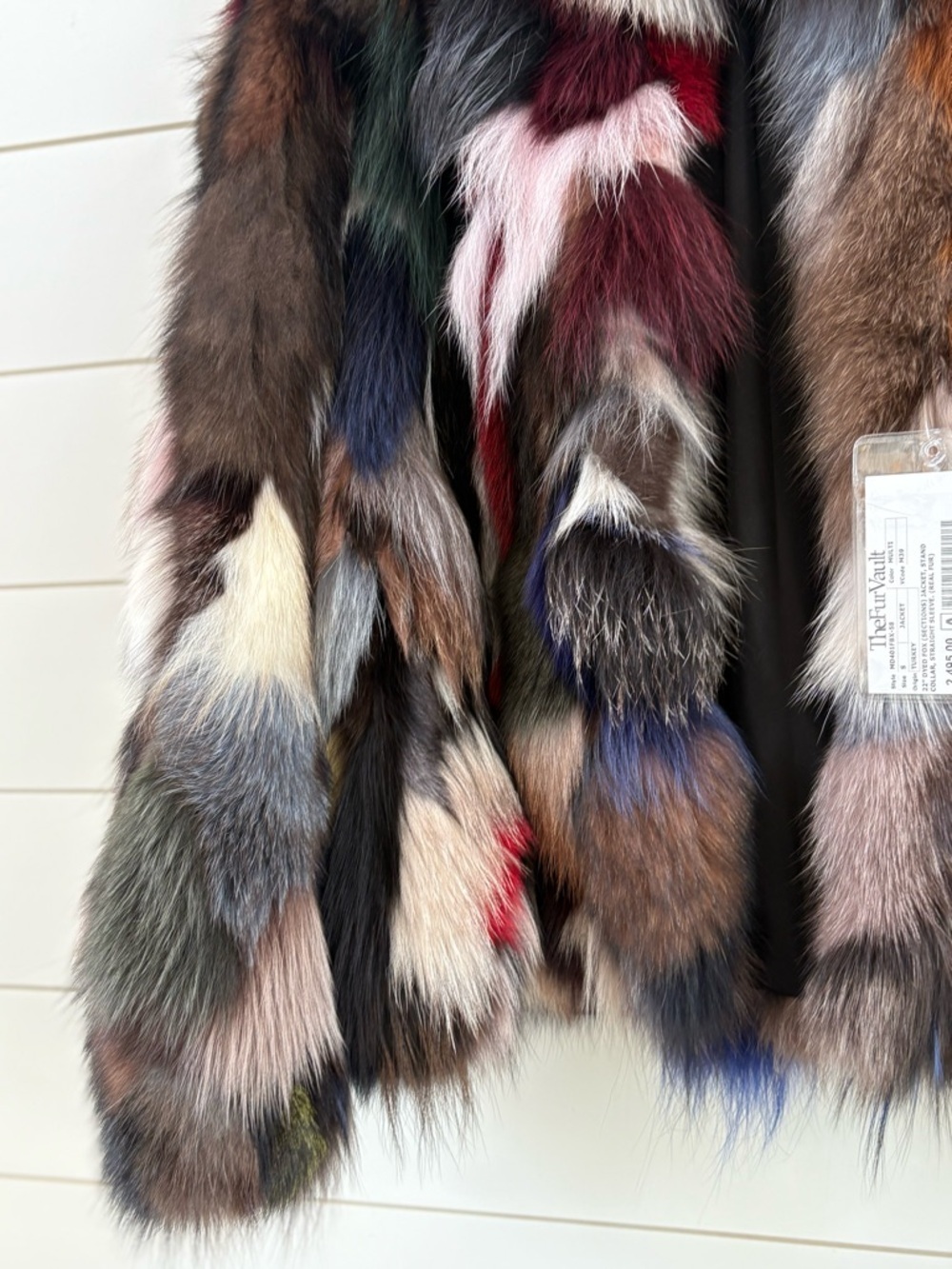 Dyed Multicolored Real Fox Fur- Women's Luxury Statement Coat - Picture 4 of 16